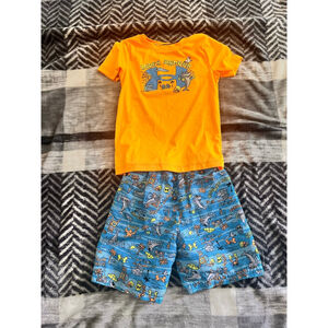 Boys Under Armour Rashguard Swim Set Size 5 Orange Blue
